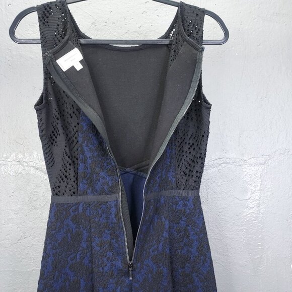 Moulinette Soeurs Larkin Dress 4 Sleeveless Black Lace Navy Sequin Anthropologie - Picture 8 of 15